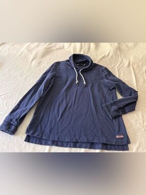 Vineyard Vines High Low Cowl Neck Blue Pullover L
